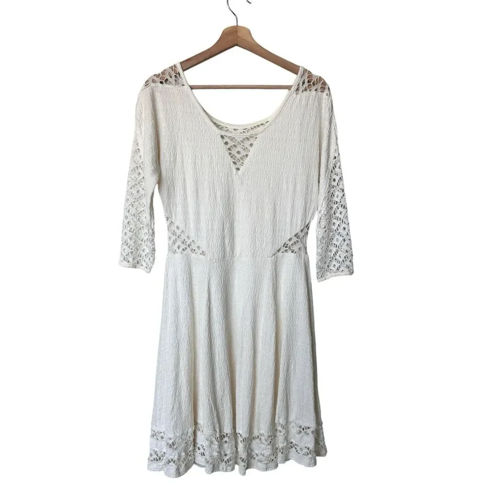 Free People To the Point Dress M White Lace Mini